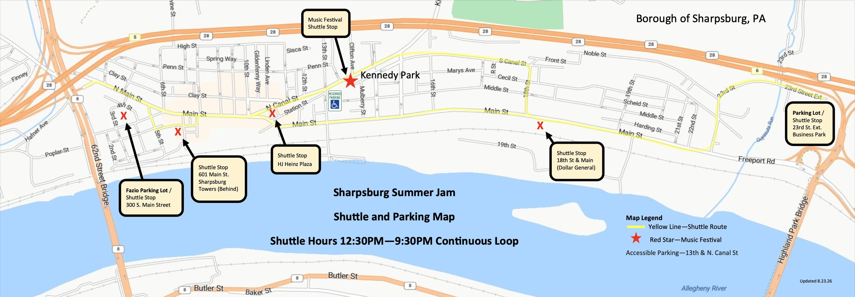 Sharpsburg Summer Jam Parking Map