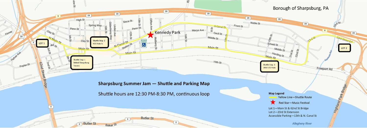 Sharpsburg Summer Jam Parking Map